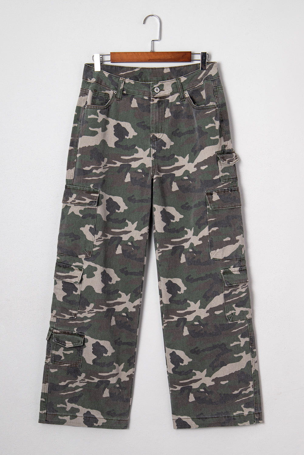 Peyton Camo Multi Pocket Cargo Wide Leg Jeans Indie & Co.