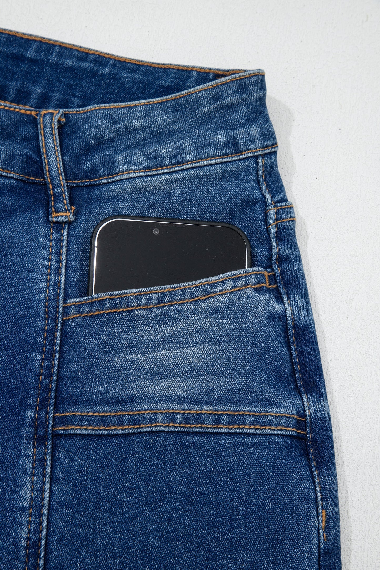 Yusra Seam Detail Shift Jeans Threaded Pear