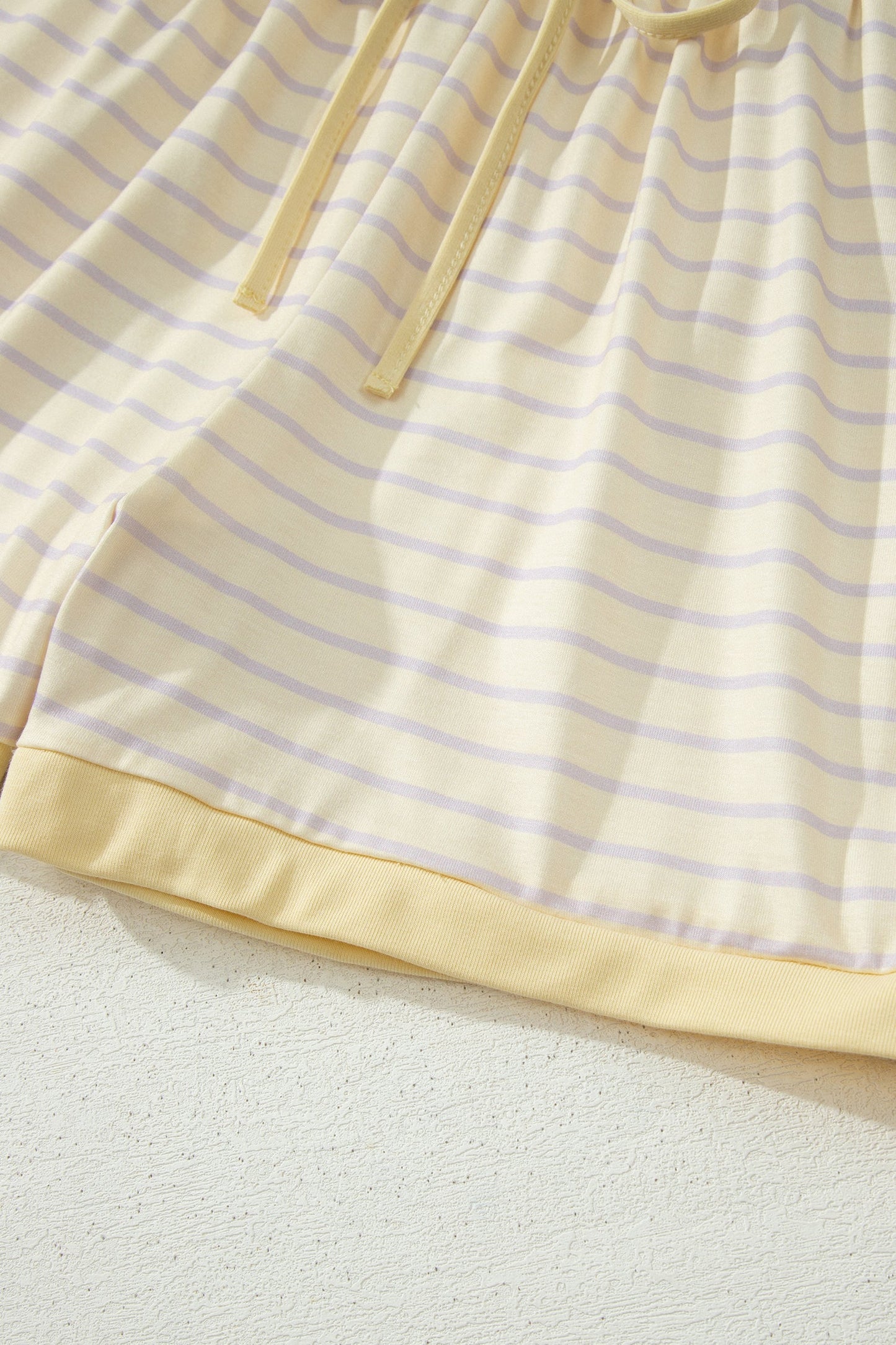 Yellow Stripe Relaxed Tee Drawstring Shorts 2pcs Outfit Unique Oils