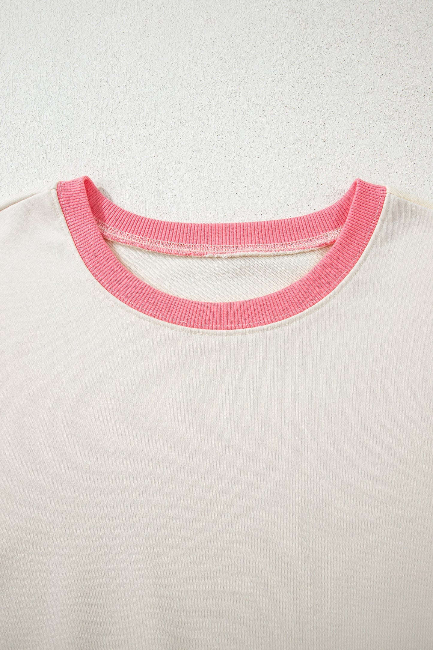 White Color Block Striped Patchwork Dolman Slit Sweatshirt