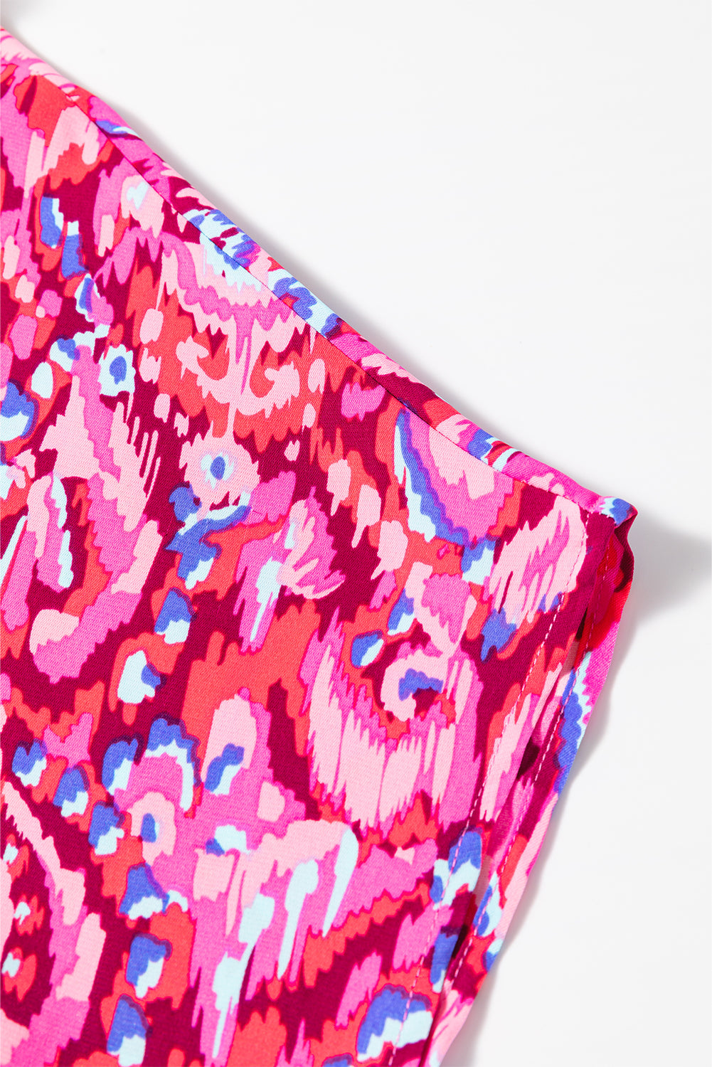 Pink Abstract Print V Neck Half Sleeve Loose Fit Tunic Blouse Wild and Free Boutique