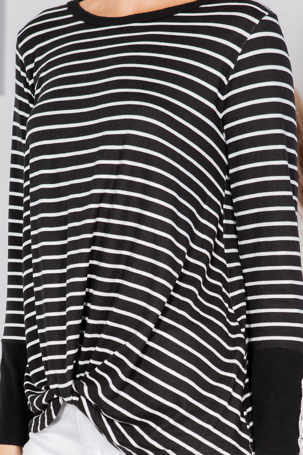 Front Twist Sweater Stripe Knit Top