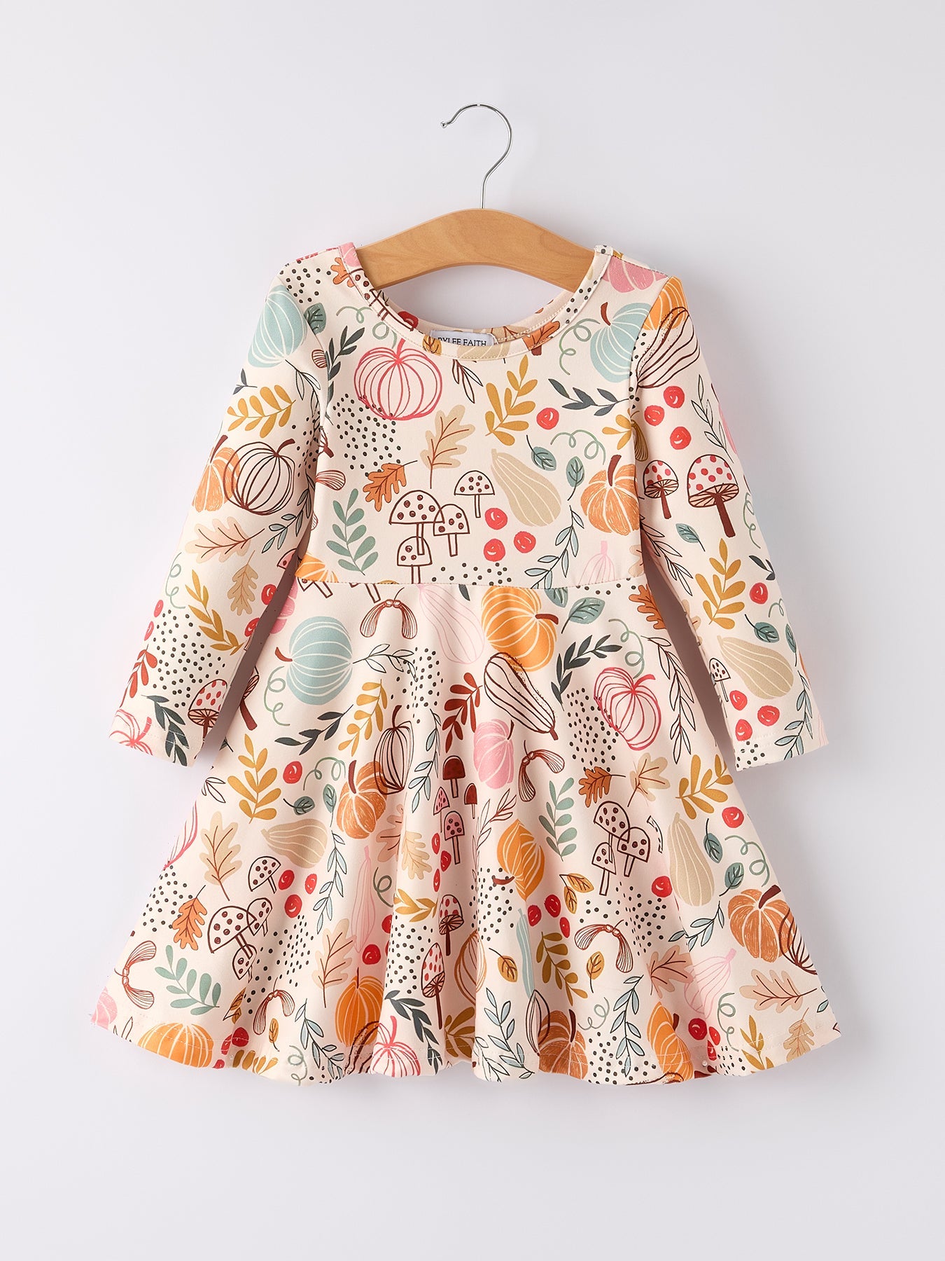 Fall Thanksgiving Pumpkin Leaf Print Dress Rylee Faith Designs