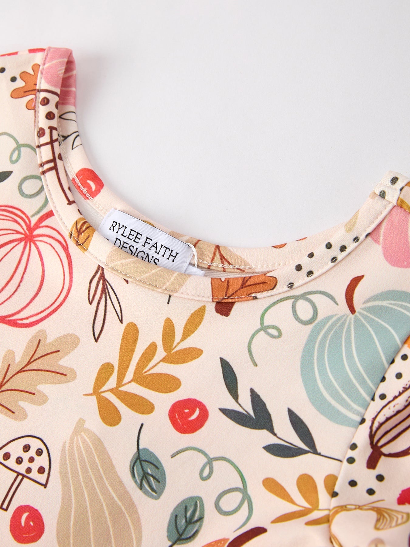 Fall Thanksgiving Pumpkin Leaf Print Dress Rylee Faith Designs