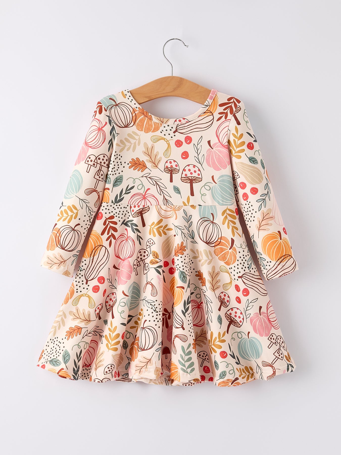 Fall Thanksgiving Pumpkin Leaf Print Dress Rylee Faith Designs