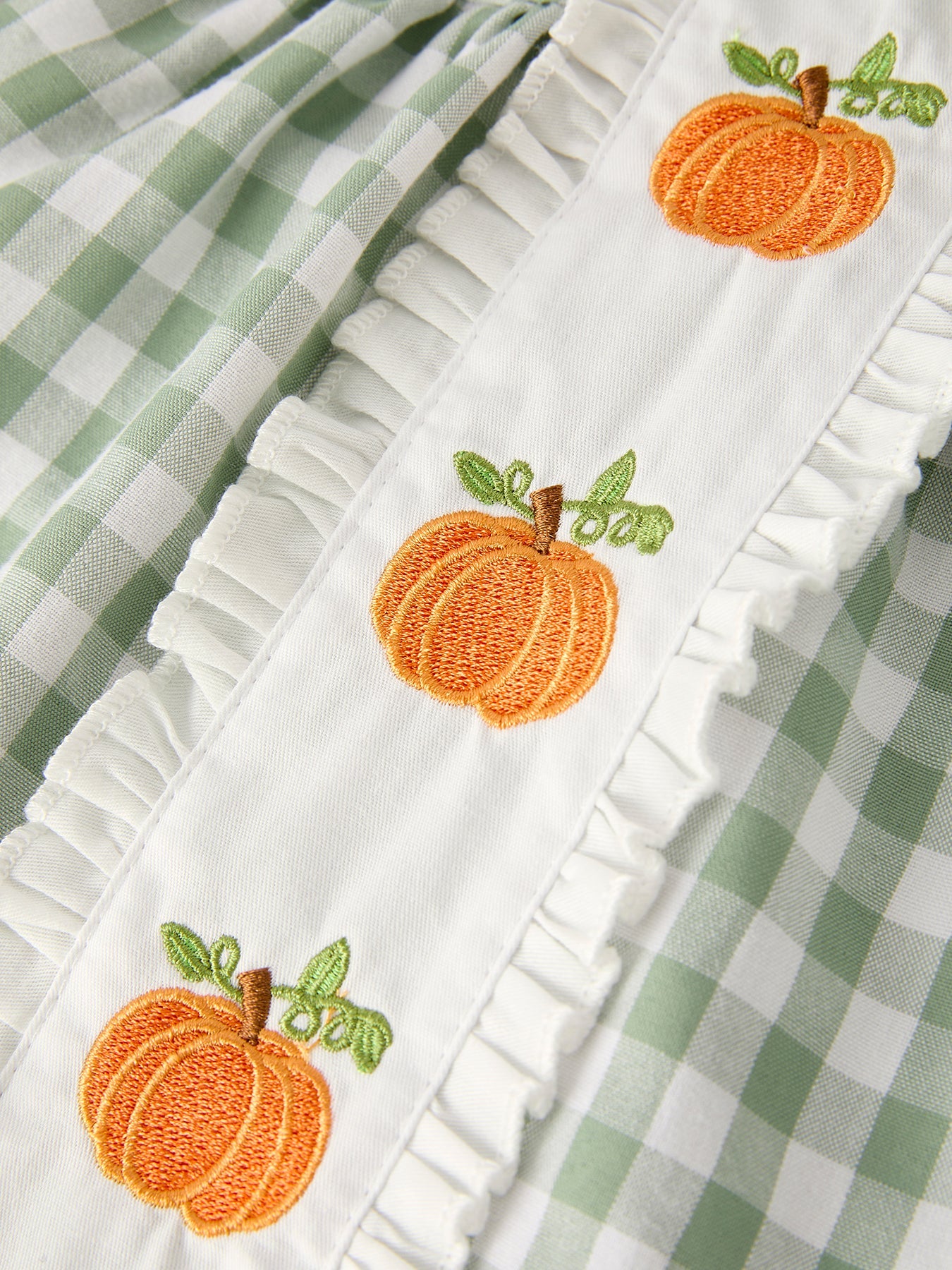 Fall Halloween & Thanksgiving Applique Plaid Girls Bloomers Romper Set Rylee Faith Designs