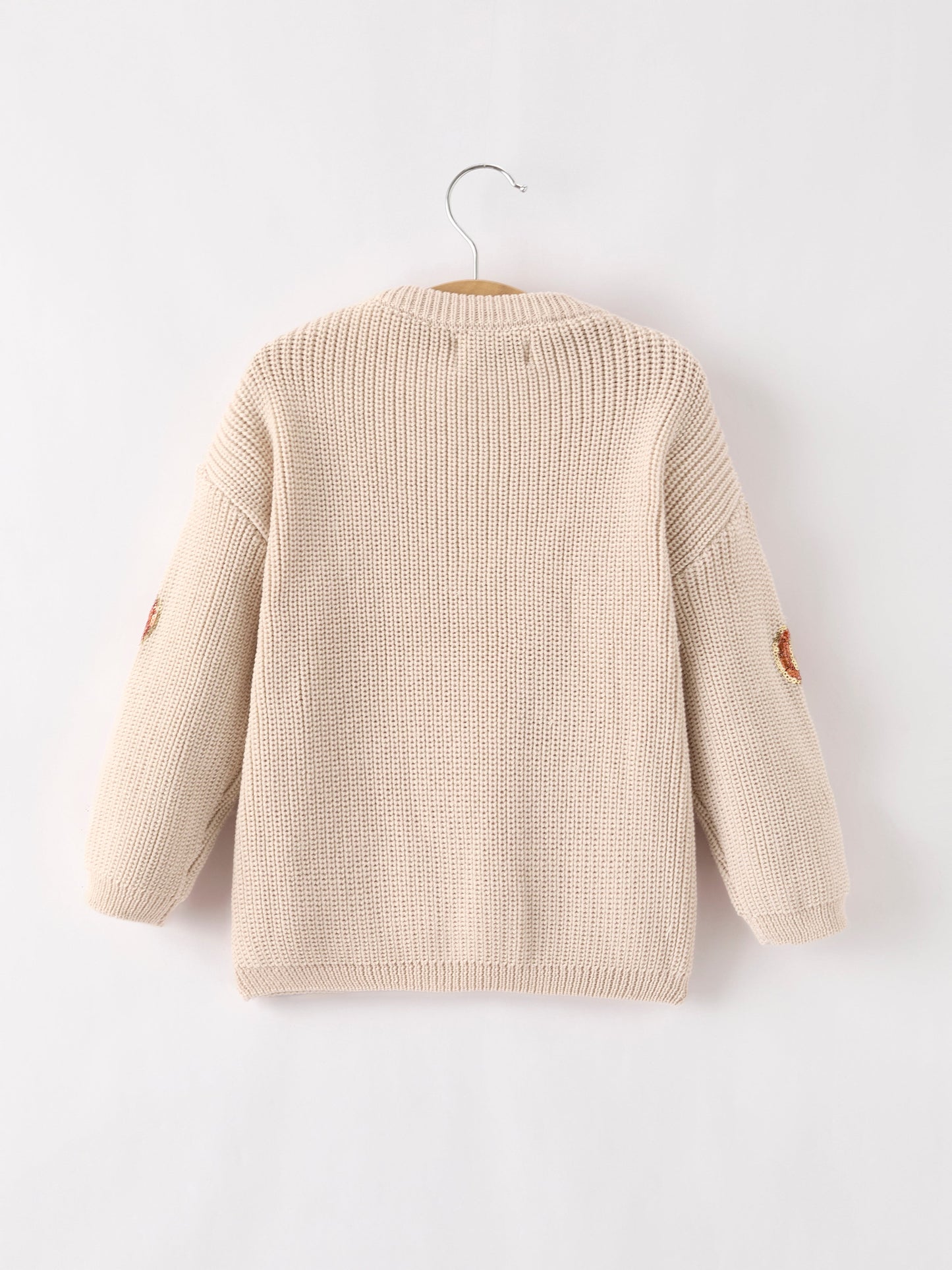 Thanksgiving Pumpkin Sequin Sweater – Beige, Perfect for Fall Rylee Faith Designs