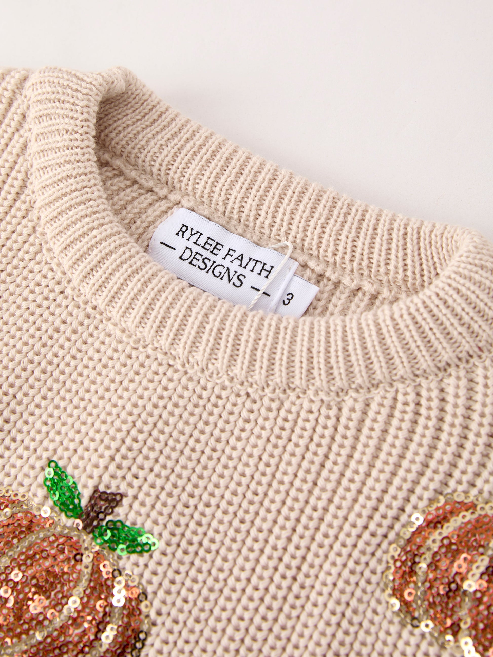 Thanksgiving Pumpkin Sequin Sweater – Beige, Perfect for Fall Rylee Faith Designs