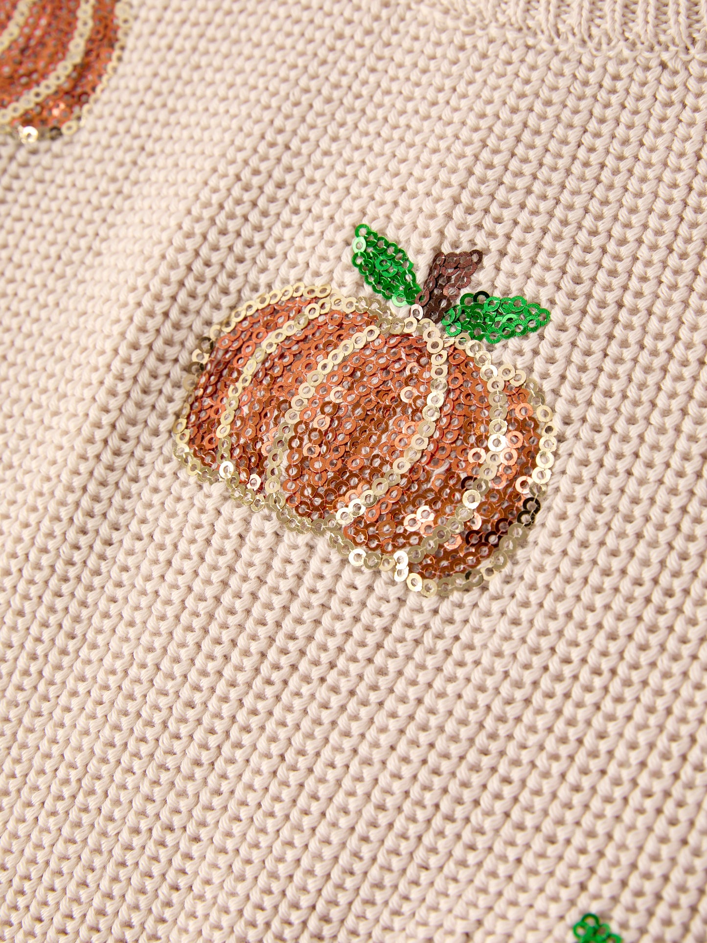 Thanksgiving Pumpkin Sequin Sweater – Beige, Perfect for Fall Rylee Faith Designs