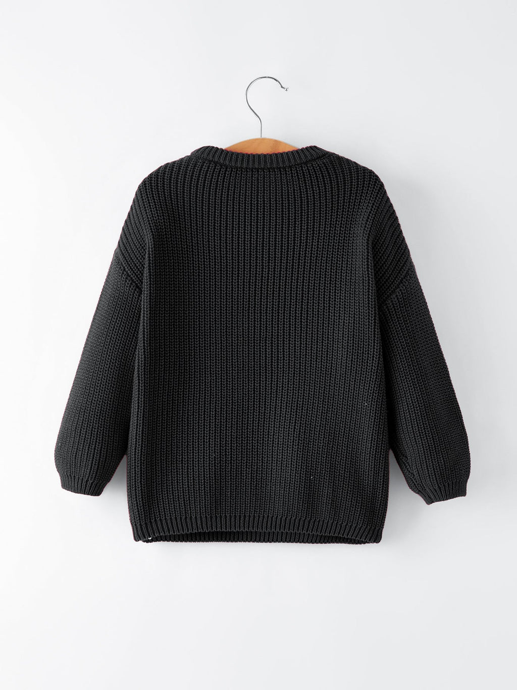Valentine’s Day Boys Black Knitted Pullover Sweater with White "Lover Boy"  Embroidery