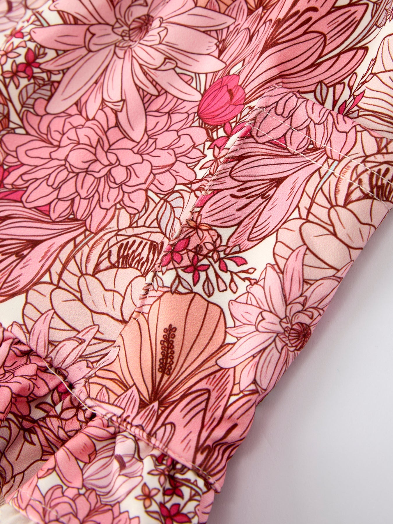 Fall Sweet Floral Pattern Dress with Pockets and Ruffle Hem for Girls