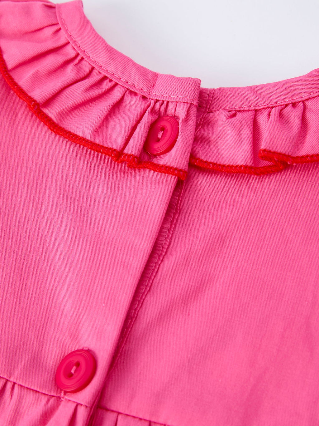 Valentine's Day Hot Pink Ruffle Collar Baby Romper Heart Applique