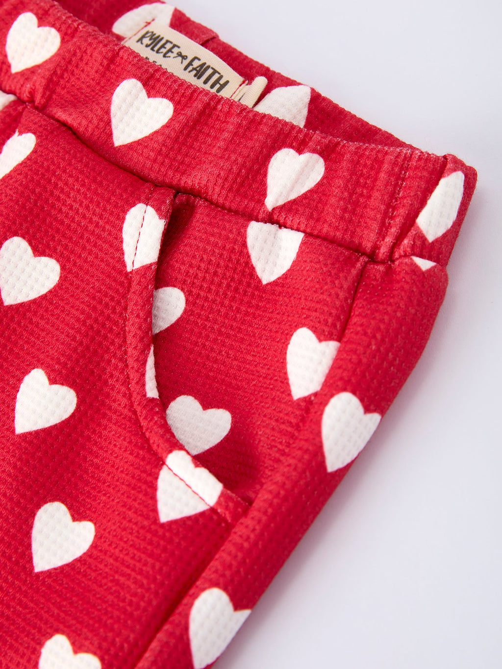 Valentine Pink Sherpa Heart Top with Red Heart Leggings and Bow Headband