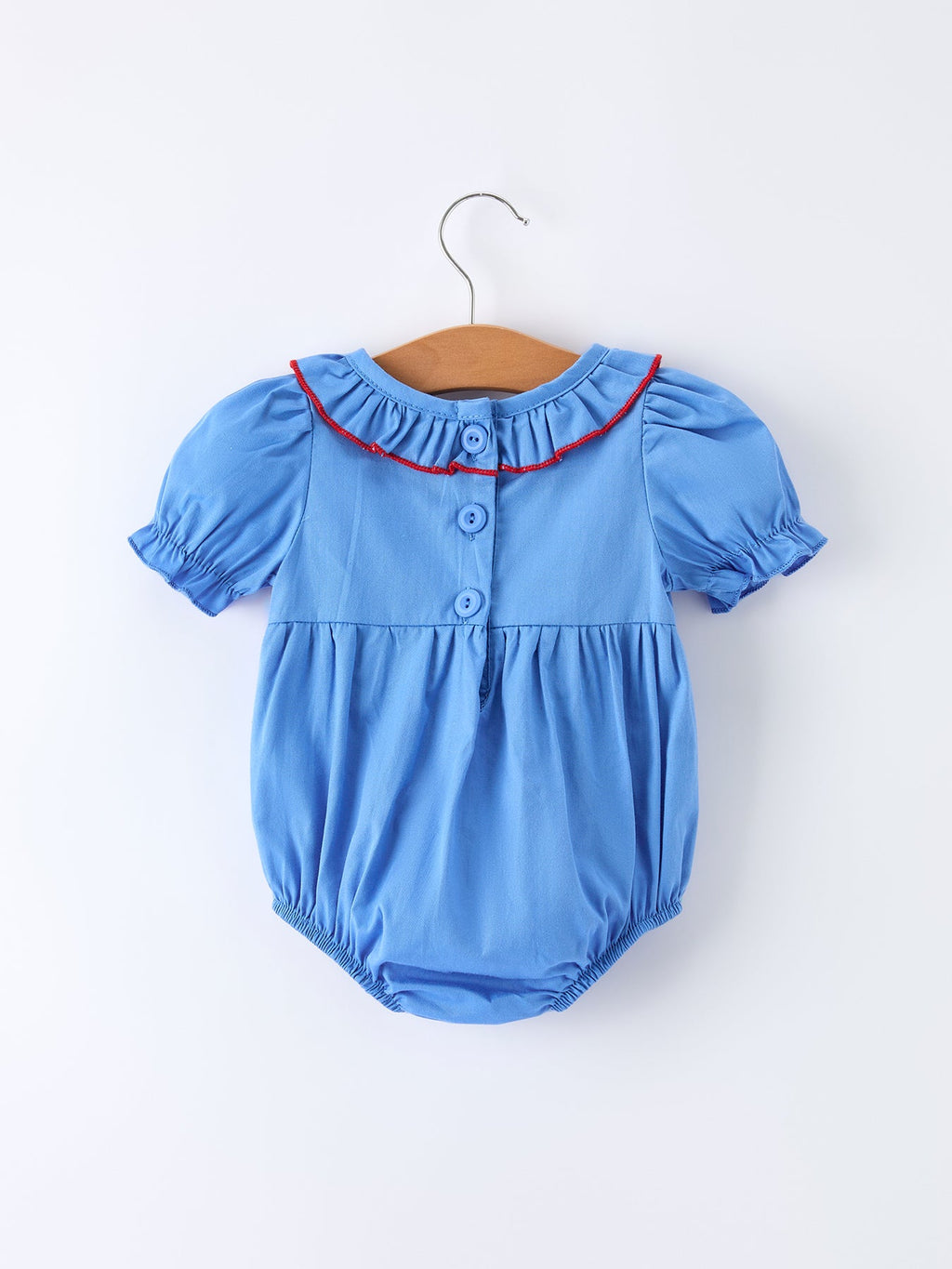 Valentine's Day Baby Girl Heart Applique Blue Romper