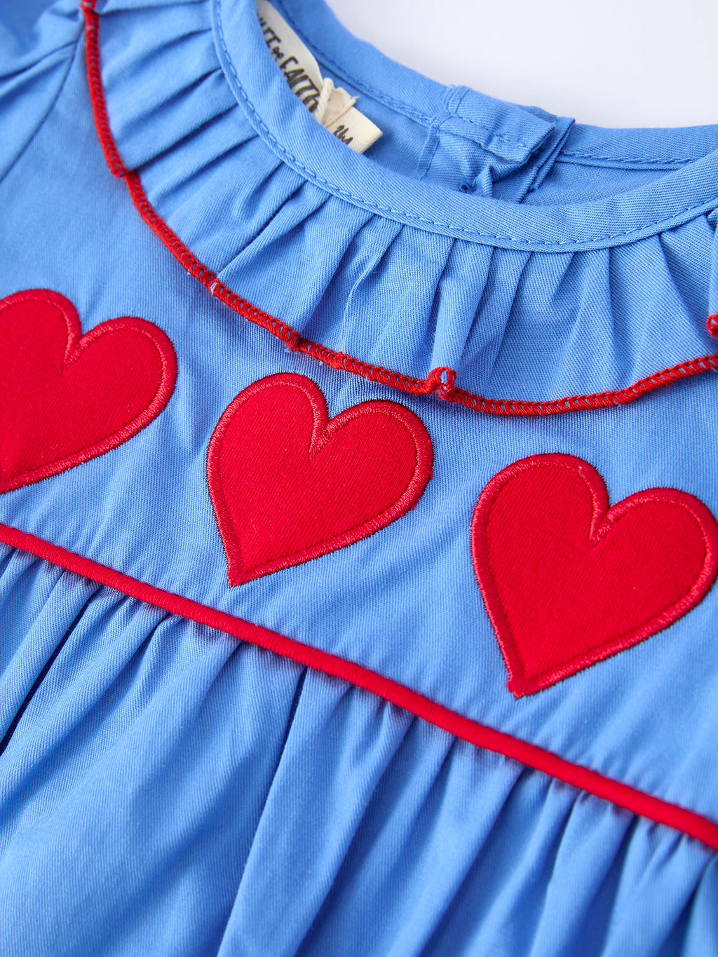Valentine's Day Baby Girl Heart Applique Blue Romper