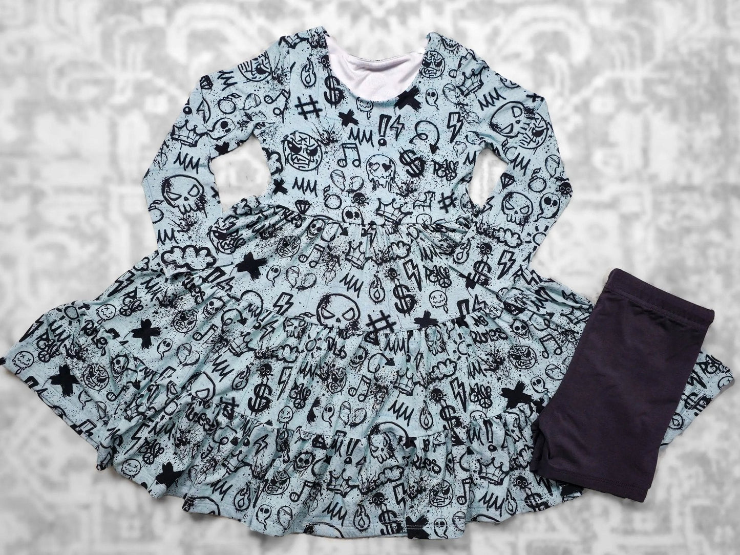 Long Sleeve Twirl Dress & Short Set