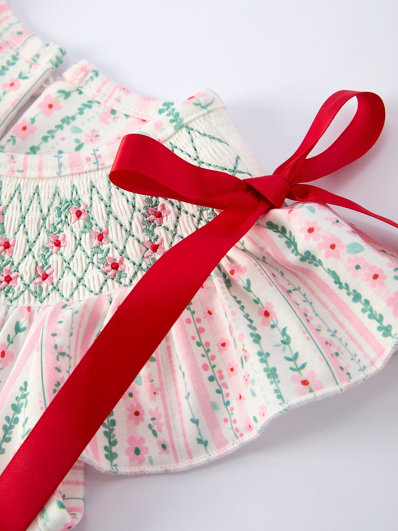 Pink Spring Floral Smocked Girl Dress