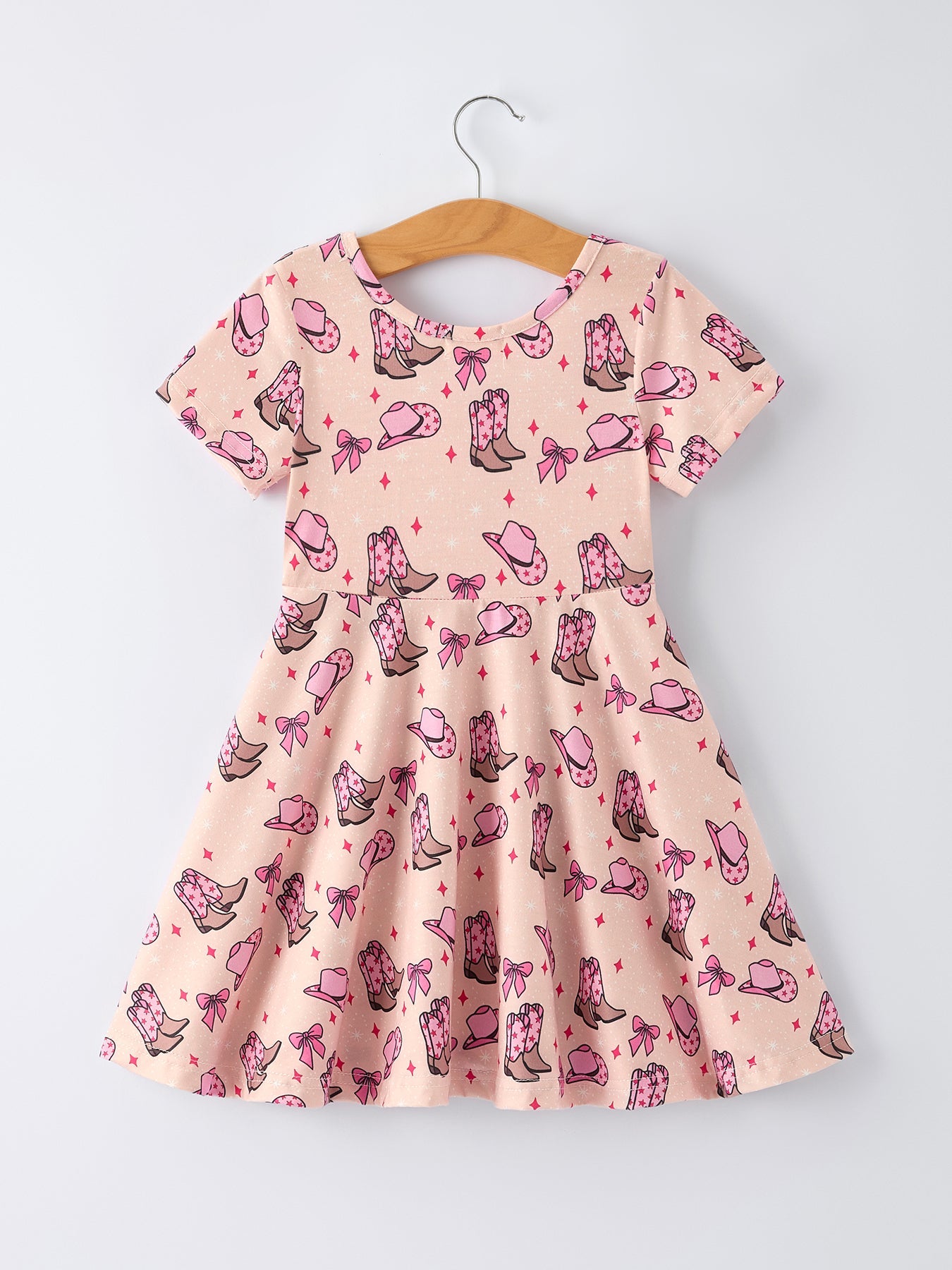 Western Print Girl Short Sleeve Dress Rylee Faith Designs