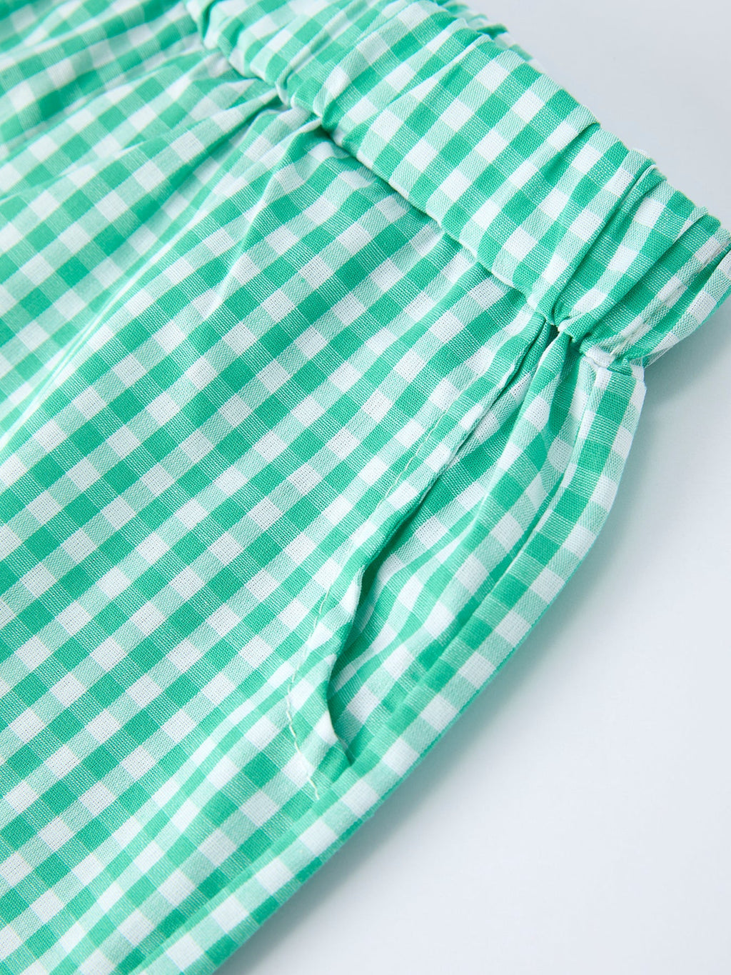 Pickle Ball Spring Gingham Embroidered Smocked Green Boys Shorts Set