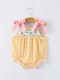 Fish Embroidery Smocking Plaid Baby Girl Romper