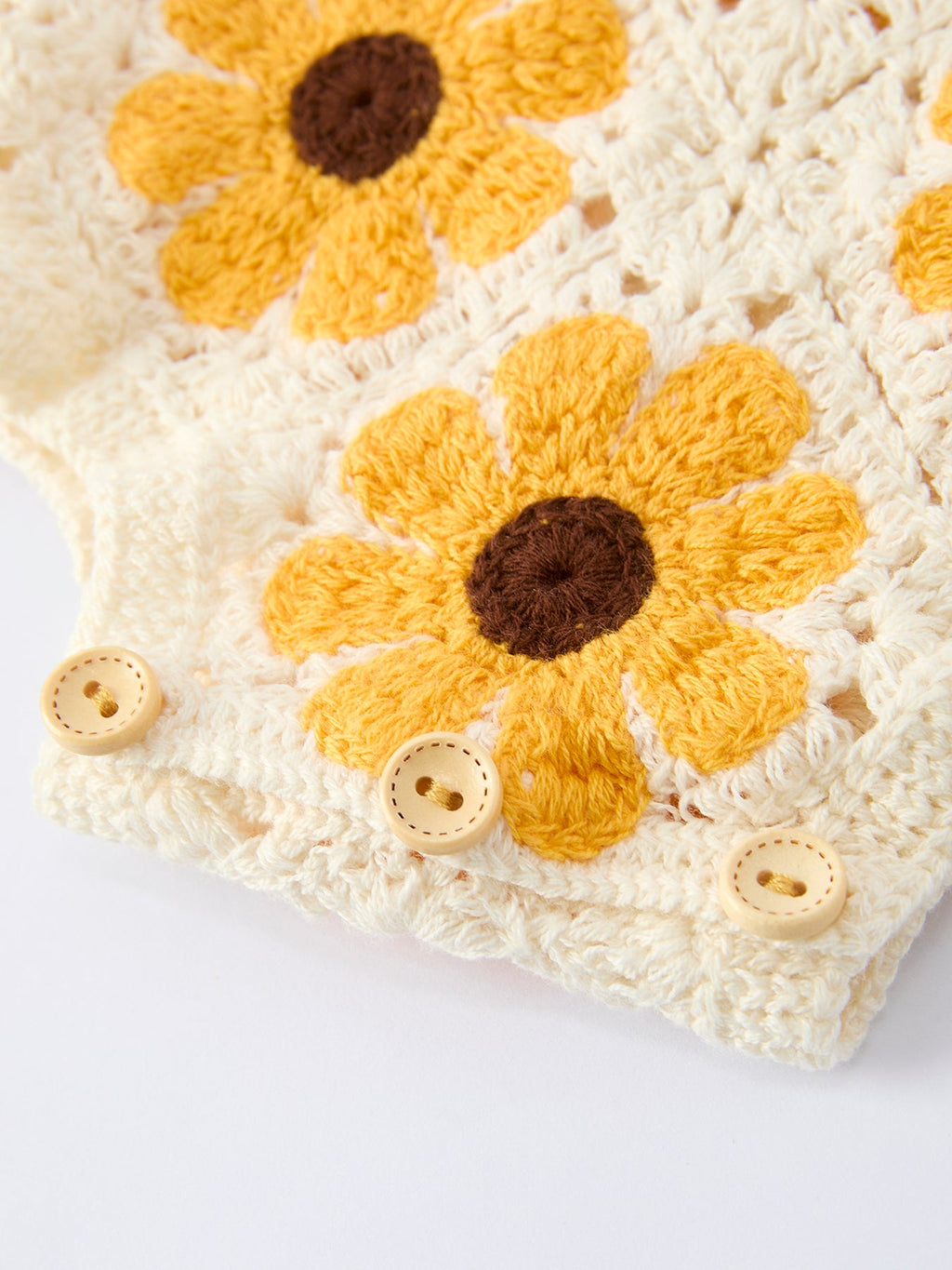 Summer Sunflower Baby Crochet Romper