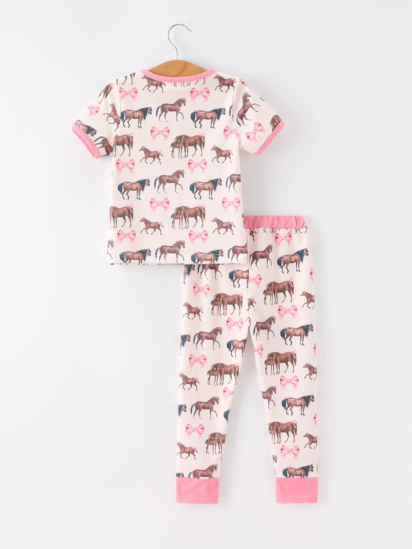 Girls Western Horse Bow Pajamas Set Print Rylee Faith Designs