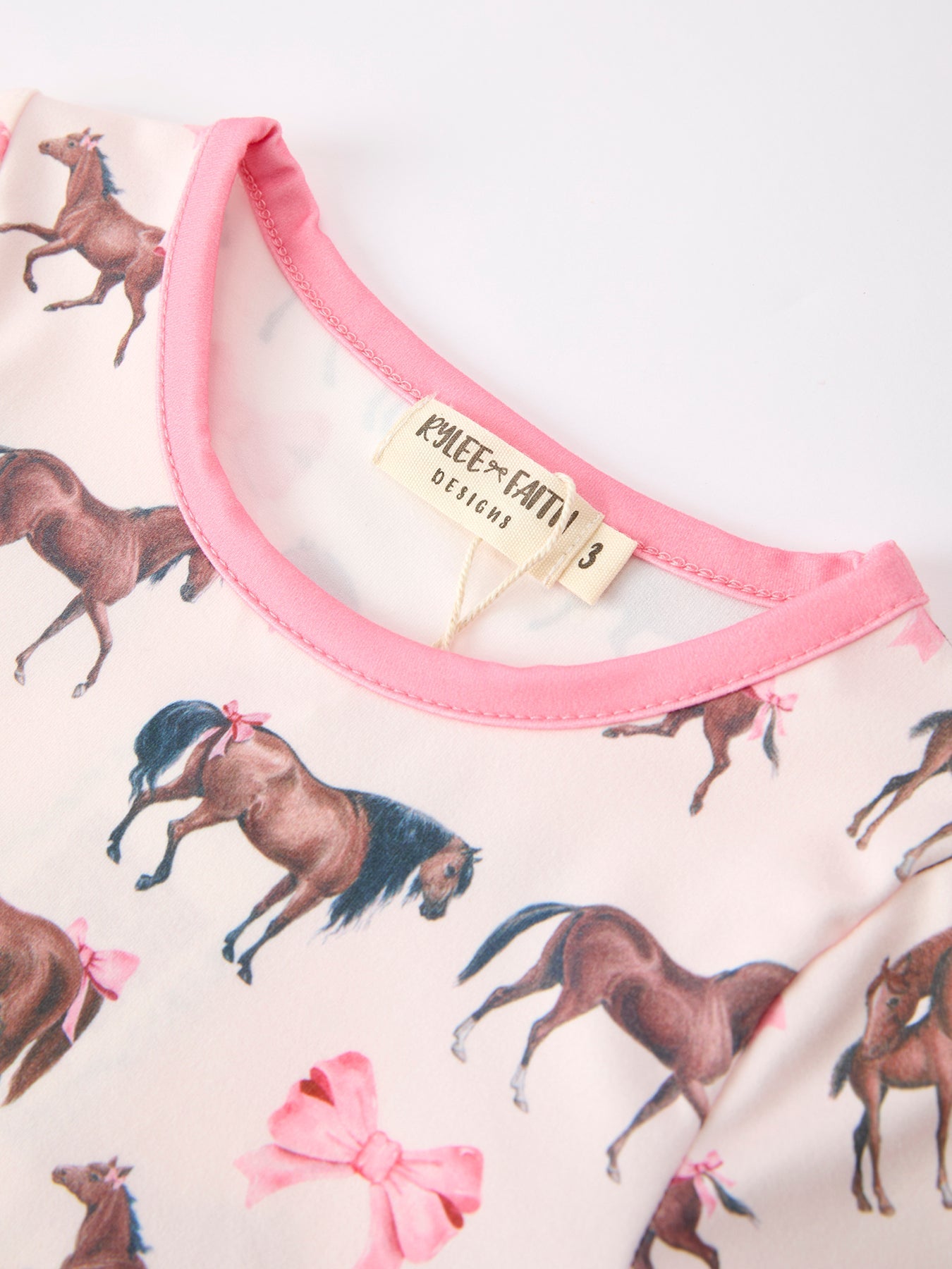 Girls Western Horse Bow Pajamas Set Print Rylee Faith Designs