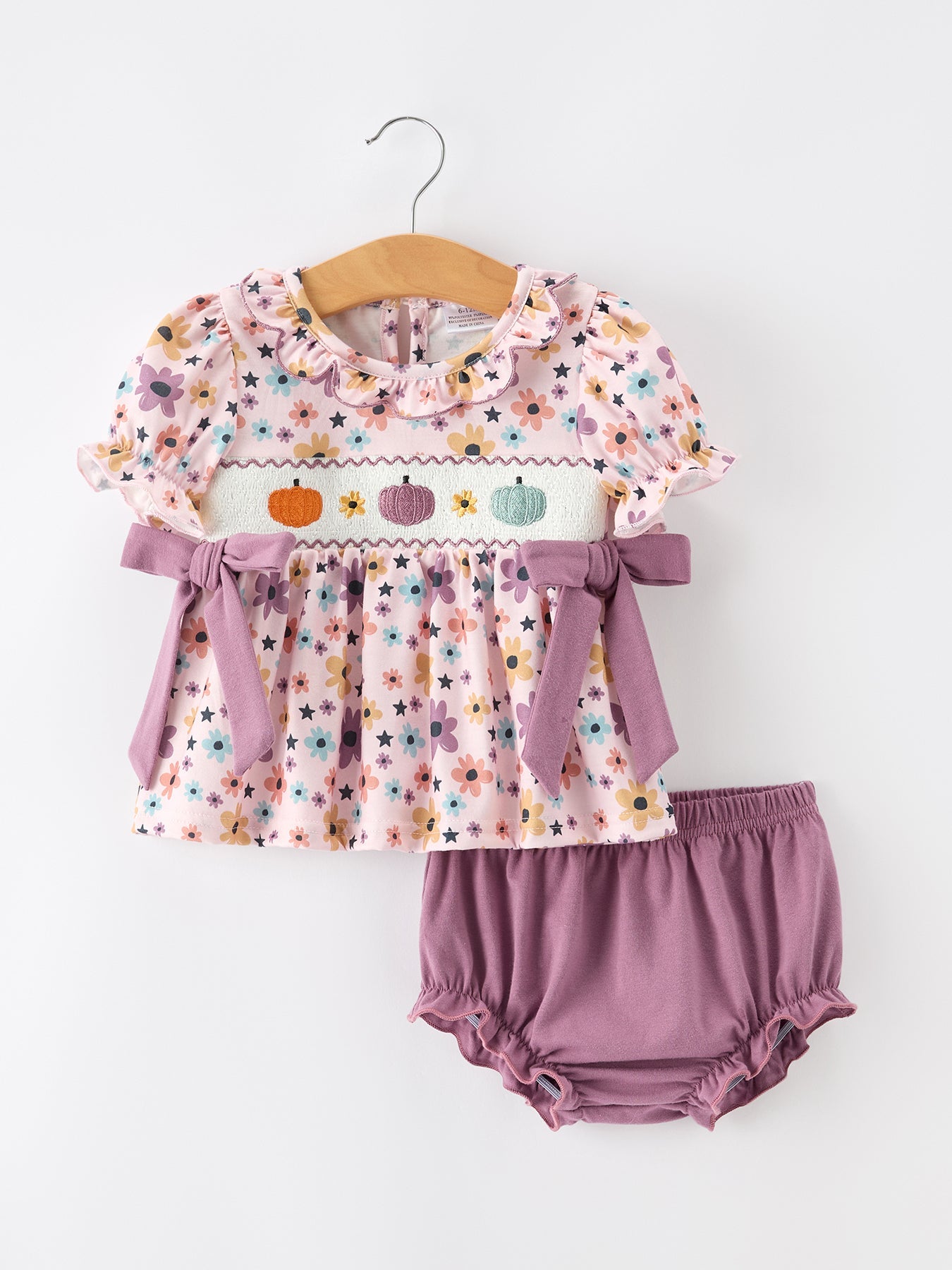 Halloween Thanksgiving Pumpkin Floral Bow Bloomer Set Rylee Faith Designs