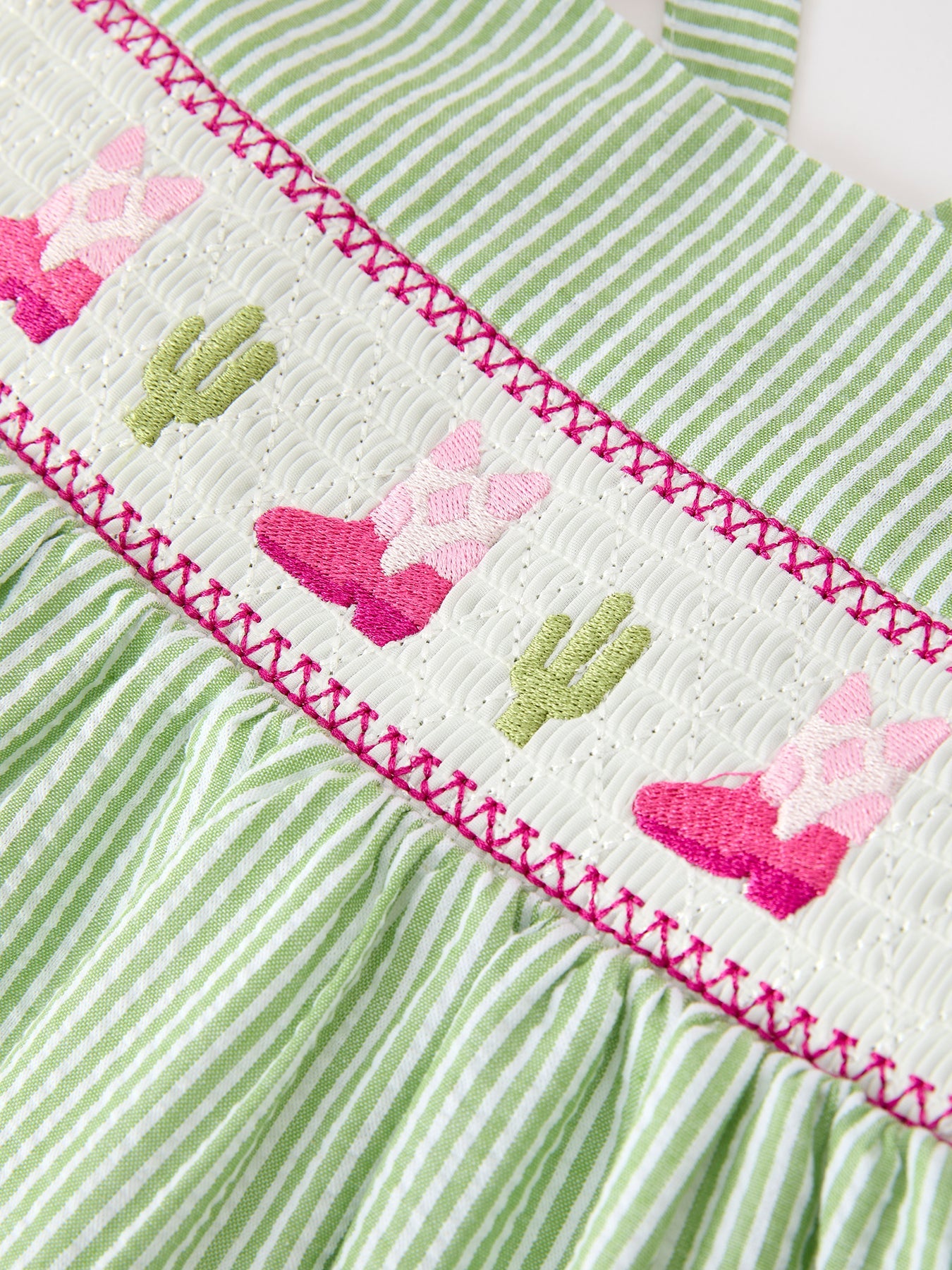 Western Boots Cactus Girls Dress Stripe Rylee Faith Designs