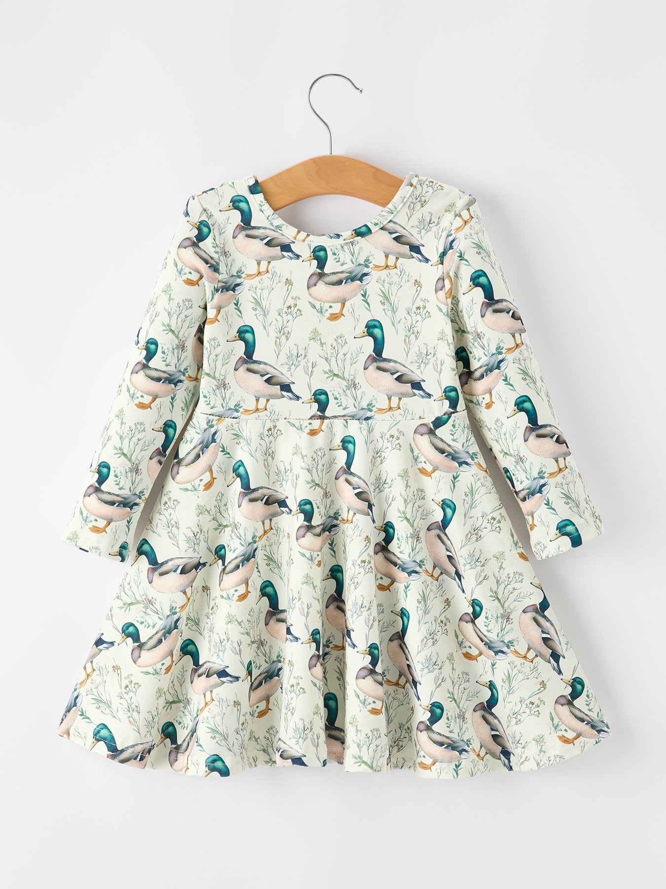 Girls Duck Print Dress Long Sleeve Twirl Dress Rylee Faith Designs