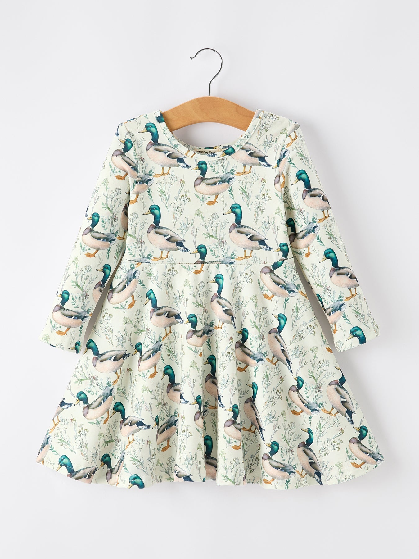 Girls Duck Print Dress Long Sleeve Twirl Dress Rylee Faith Designs