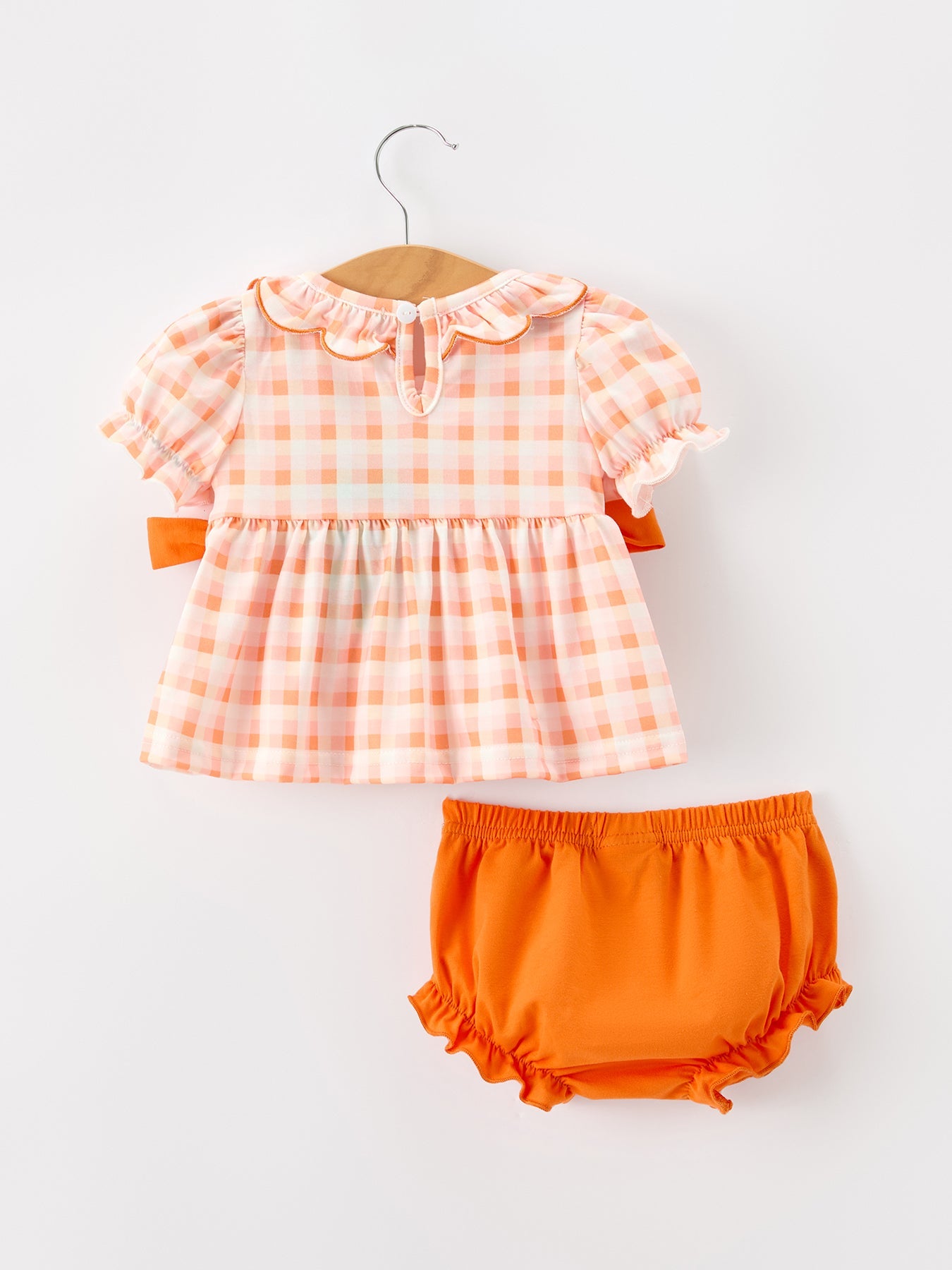 Halloween Pumpkin Plaid Girls Bloomer Set Rylee Faith Designs