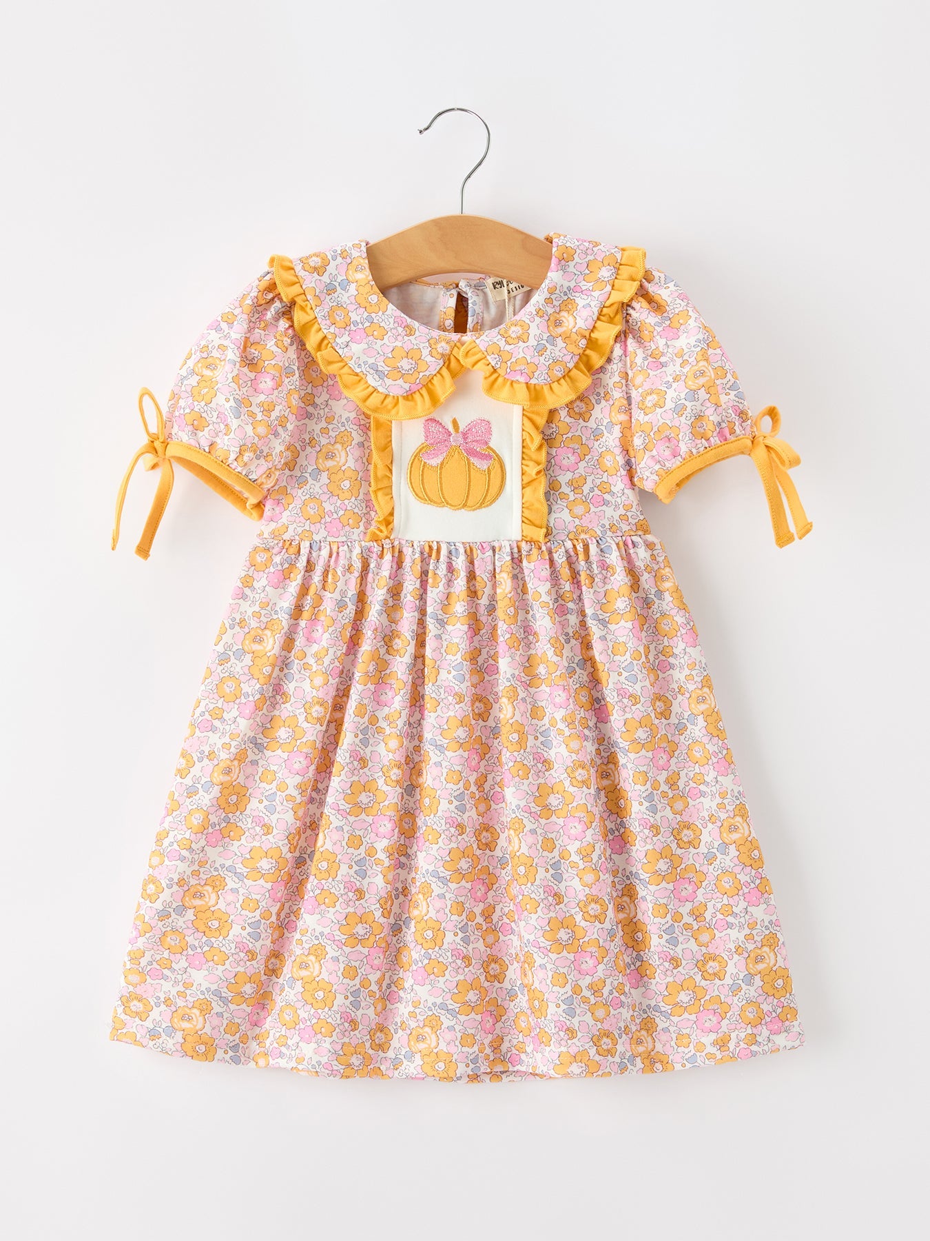 Halloween Pumpkin Floral Girls Dress Rylee Faith Designs