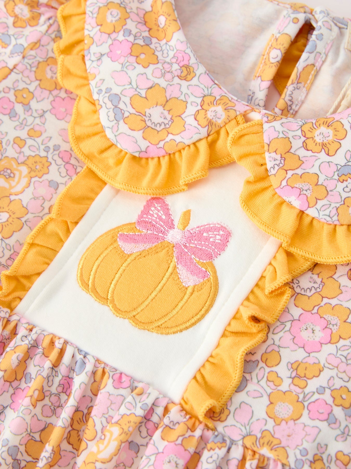 Halloween Pumpkin Floral Girls Dress Rylee Faith Designs