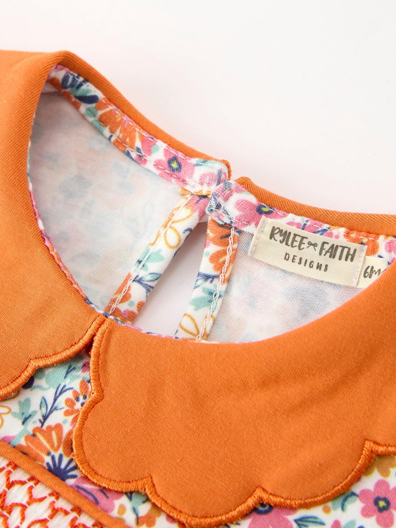 Fall Floral Smocked Petals Collar Girls Bubble Romper Rylee Faith Designs