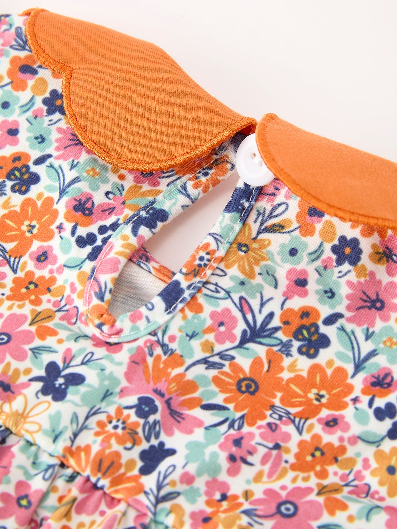 Fall Floral Smocked Petals Collar Girls Bubble Romper Rylee Faith Designs