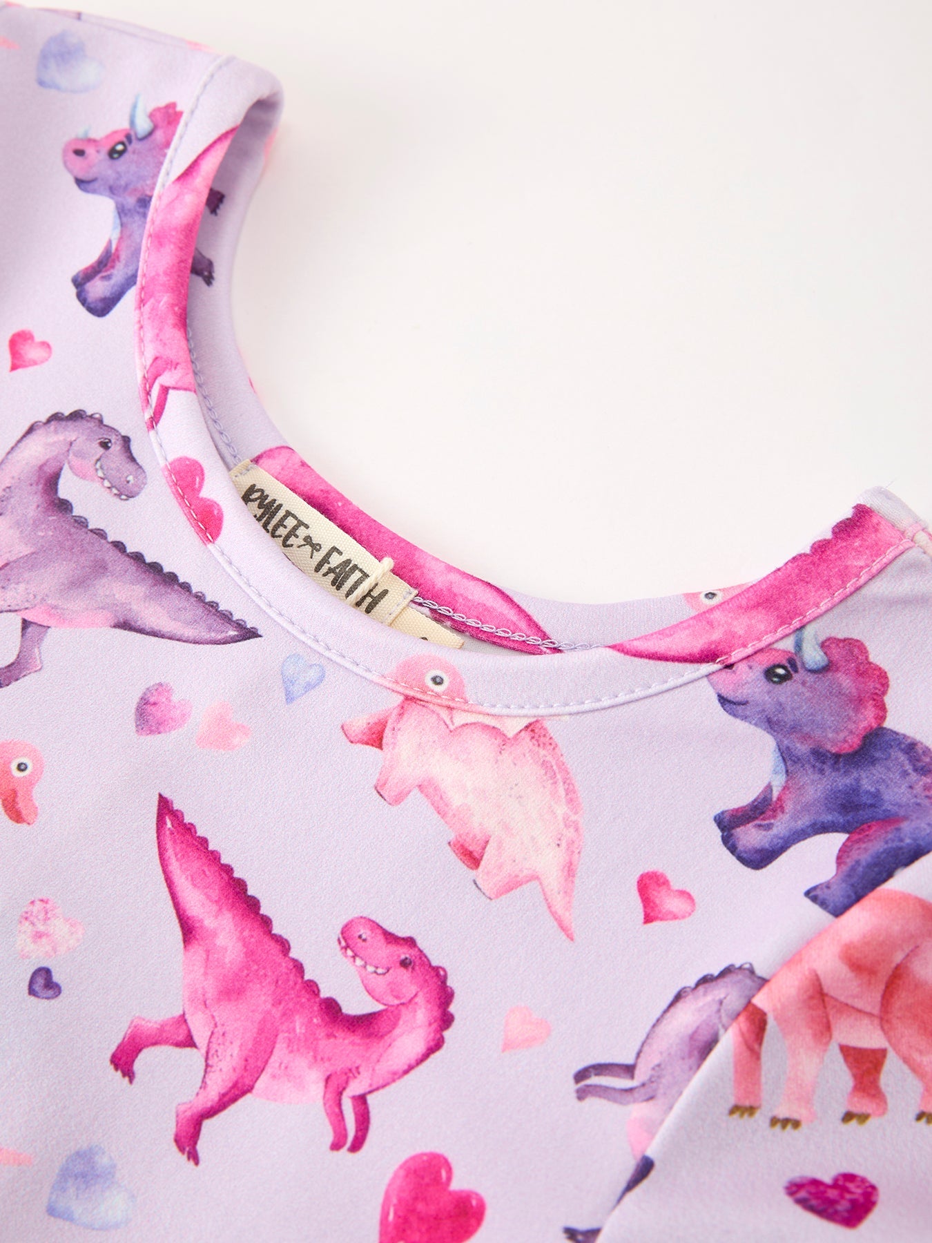 Dinosaur Heart Twirl Girls Dress Short Sleeves Rylee Faith Designs