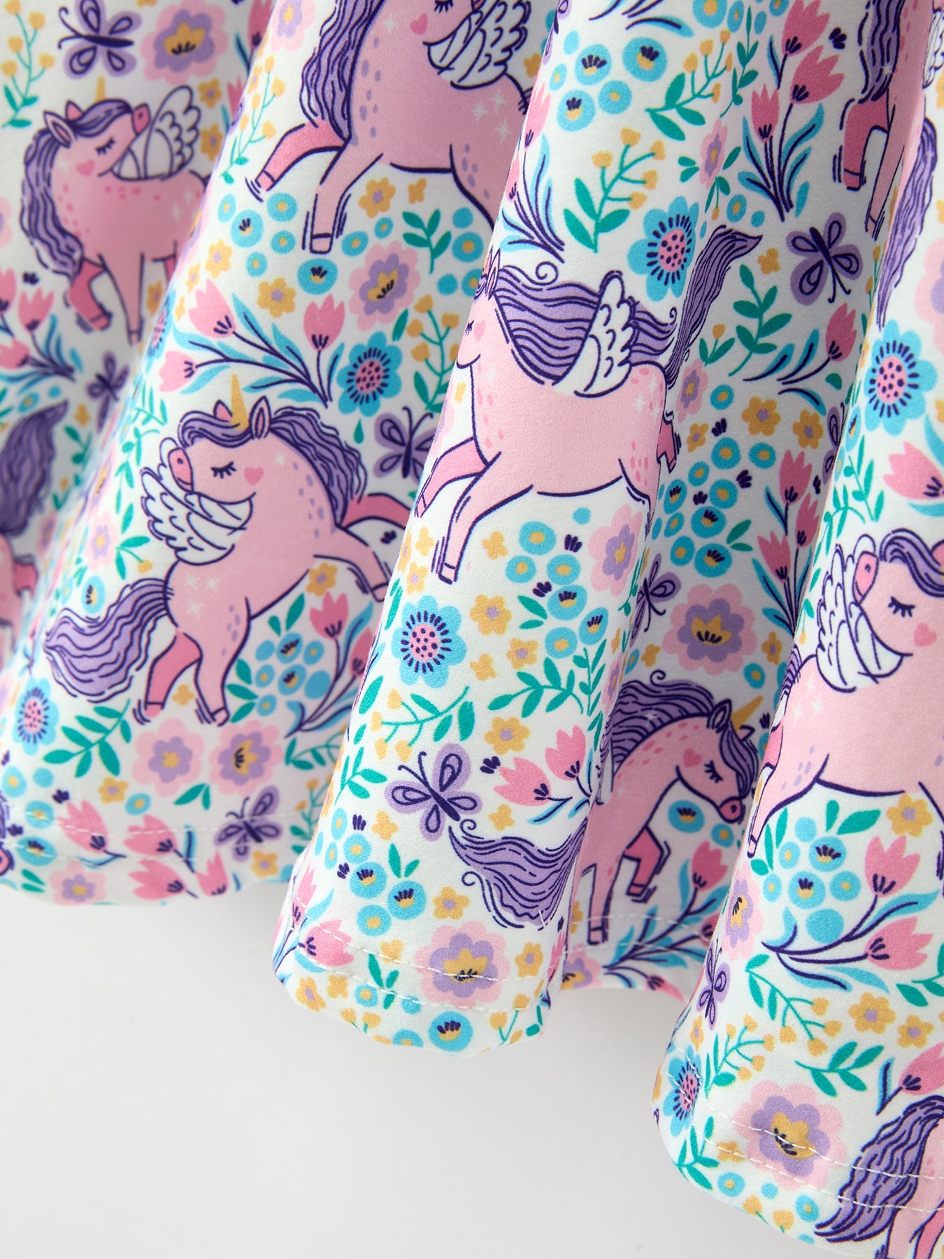 Unicorn Floral Print Girls Short Sleeve Twirl Dress Rylee Faith Designs