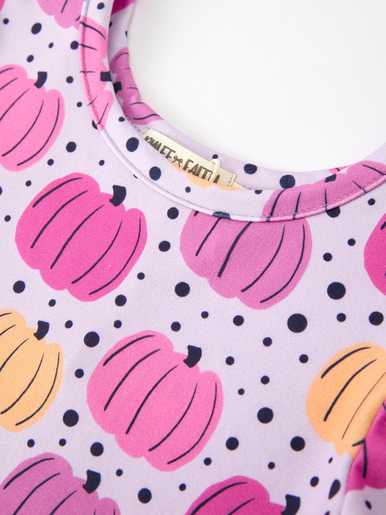 Halloween Pumpkin Print Girls Long Sleeve Twirl Dress Rylee Faith Designs
