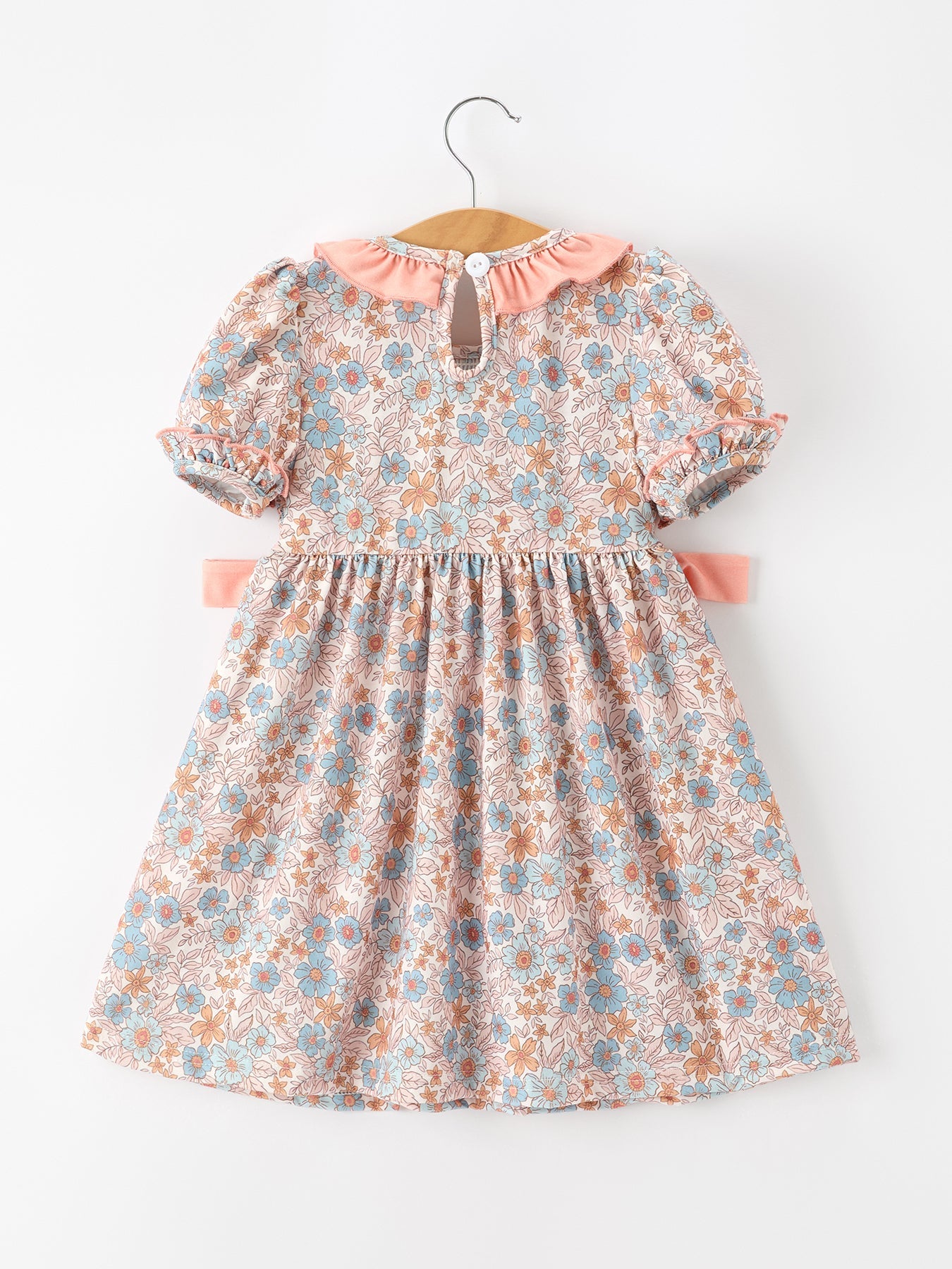 Fall Floral Girls Dress Smocked Ruffle Neck Bow Rylee Faith Designs