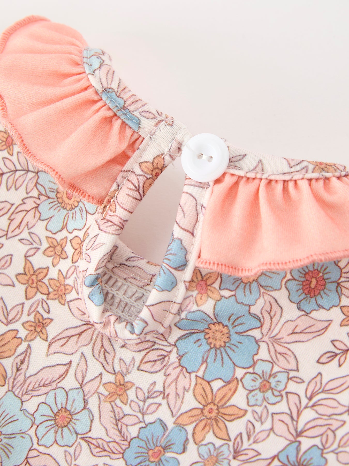 Fall Floral Baby Romper Smocked Ruffle Neck Bow Rylee Faith Designs