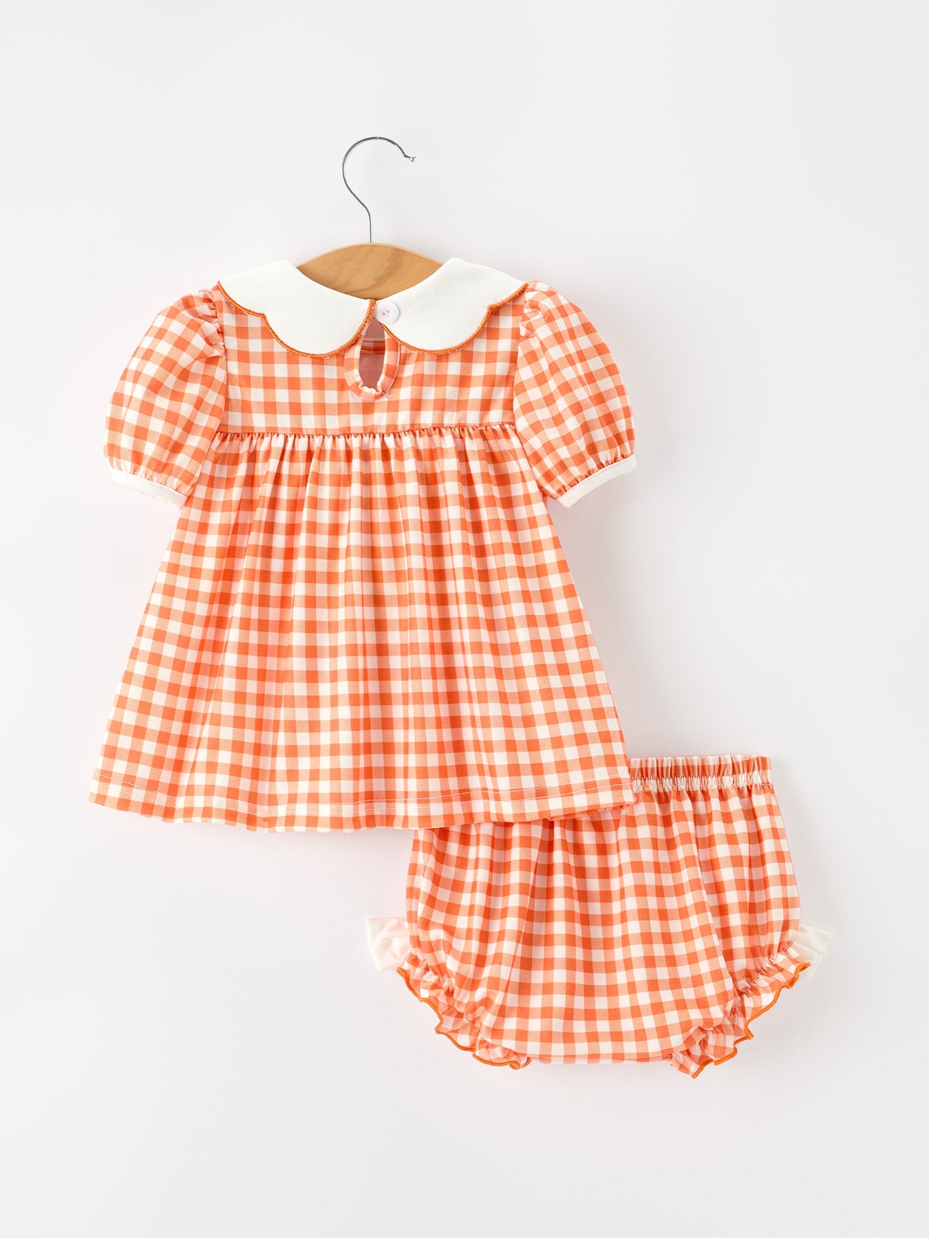 Thanksgiving Halloween Pumpkin Puff Sleeve Girls Bloomer Set Rylee Faith Designs