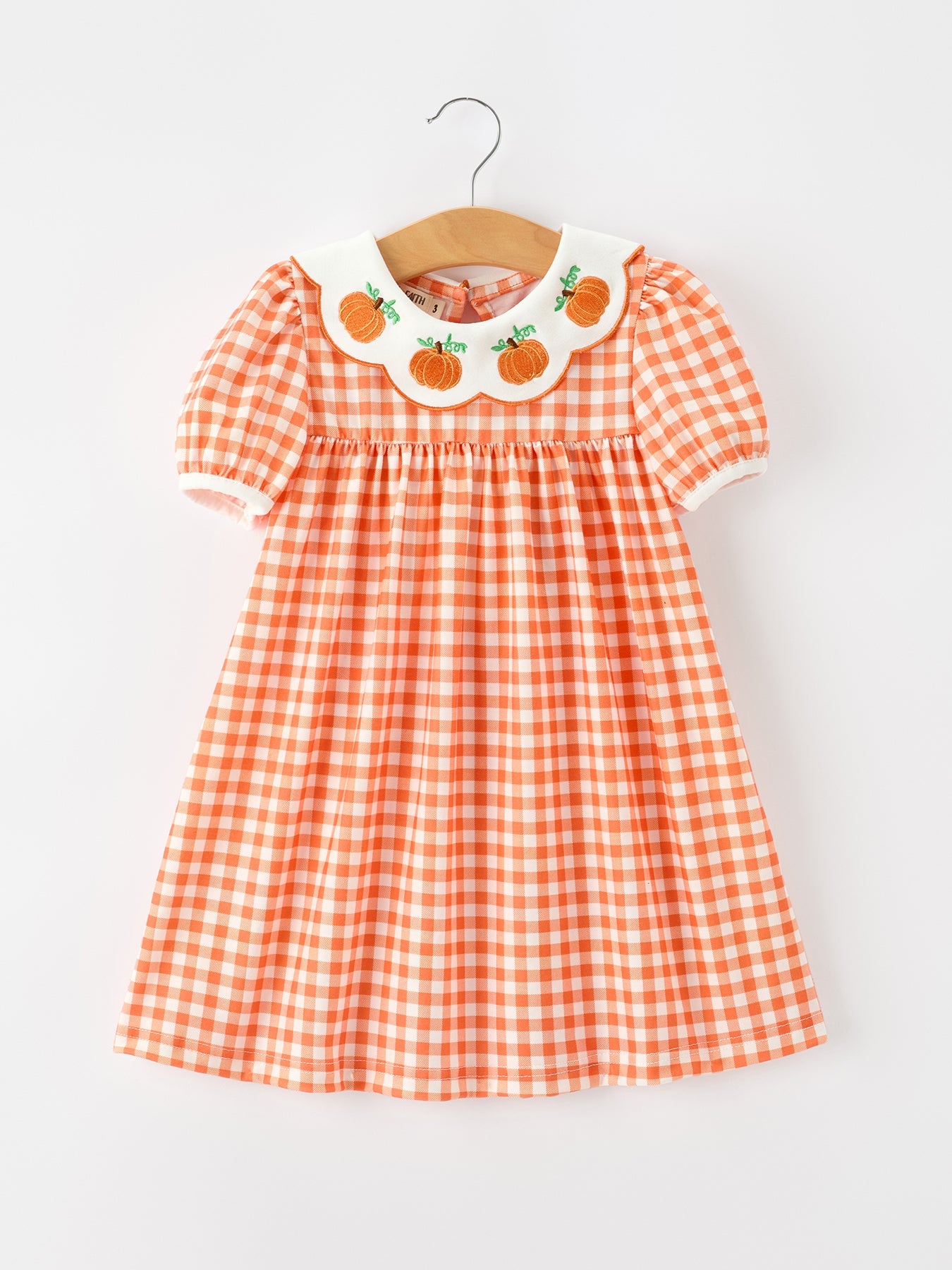 Fall Pumpkin Embroidered Puff Sleeve Girls Dress Rylee Faith Designs