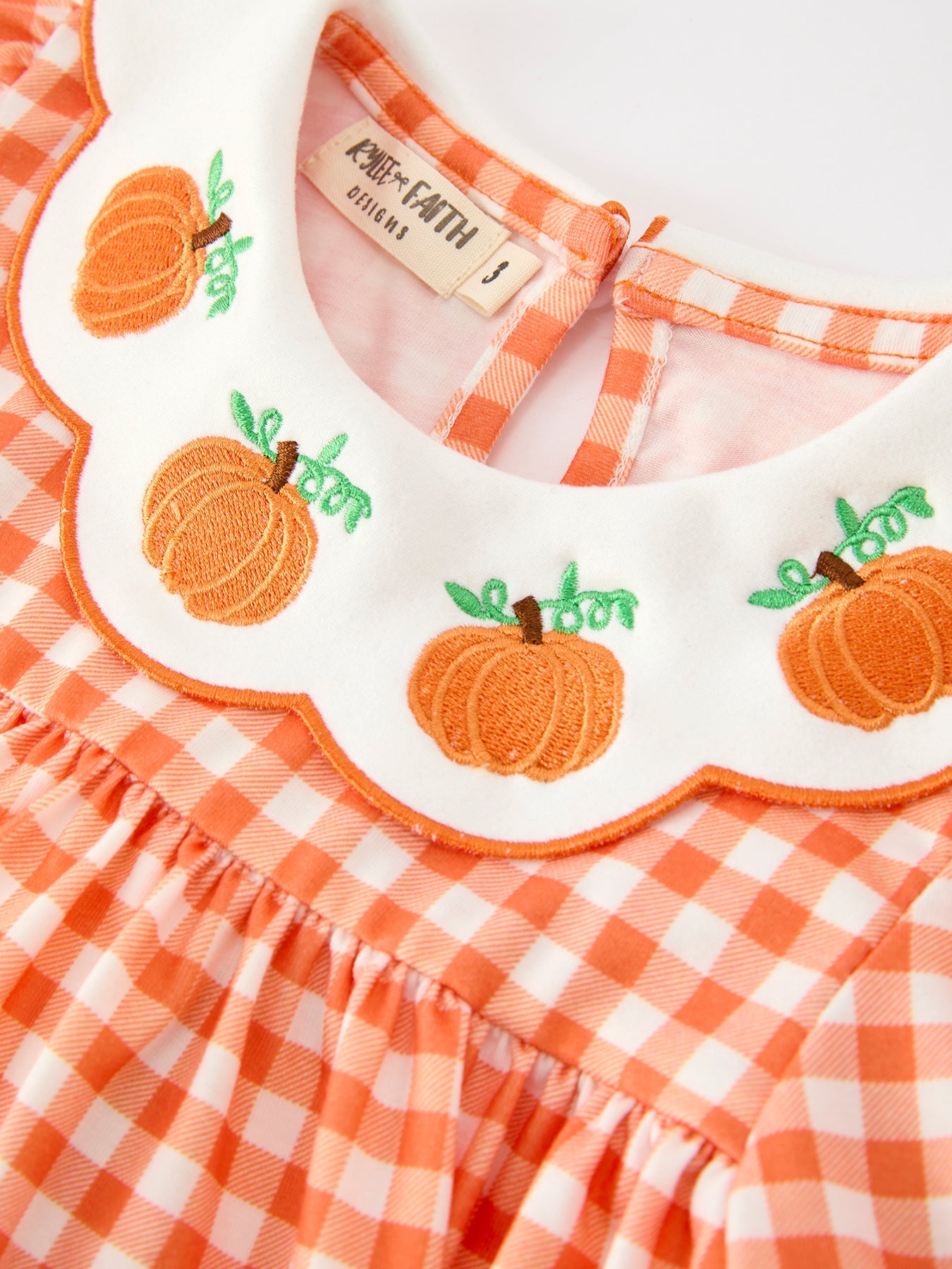 Fall Pumpkin Embroidered Puff Sleeve Girls Dress Rylee Faith Designs