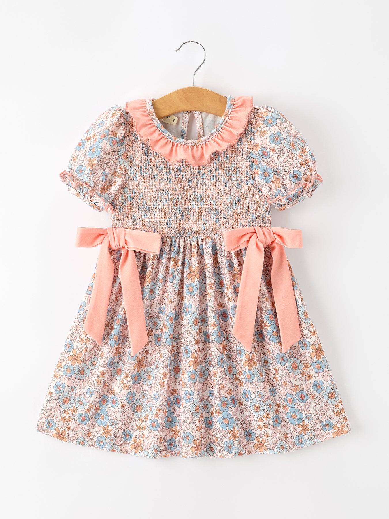Fall Floral Girls Dress Smocked Ruffle Neck Bow Rylee Faith Designs