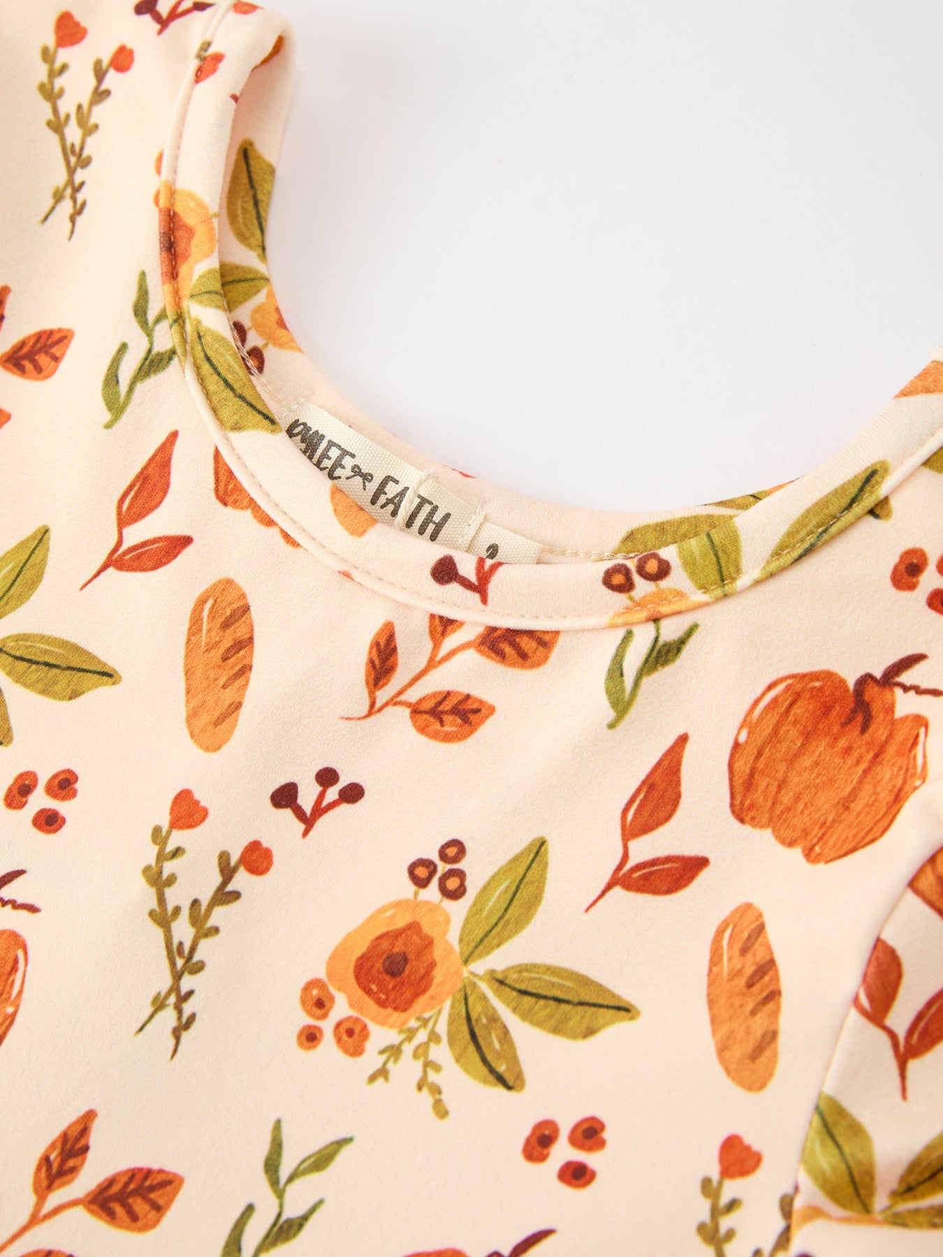 Fall Pumpkin Floral Girls Twirl Dress Long Sleeve Rylee Faith Designs
