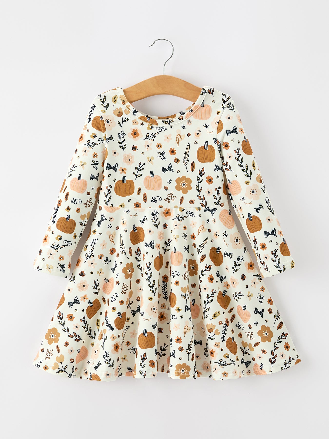 Fall Harvest Pumpkin Girls Dress Long Sleeve Rylee Faith Designs