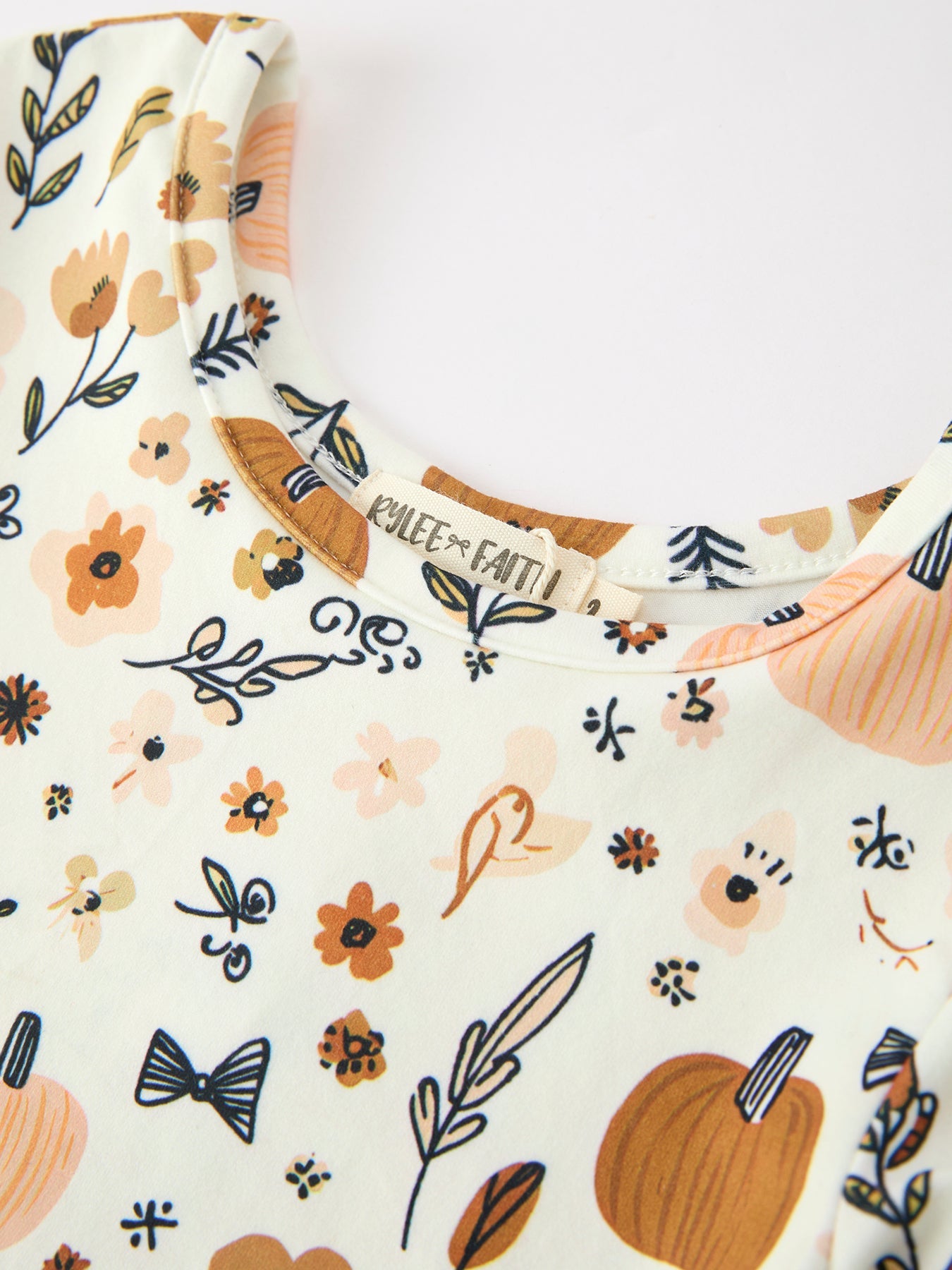 Fall Harvest Pumpkin Girls Dress Long Sleeve Rylee Faith Designs