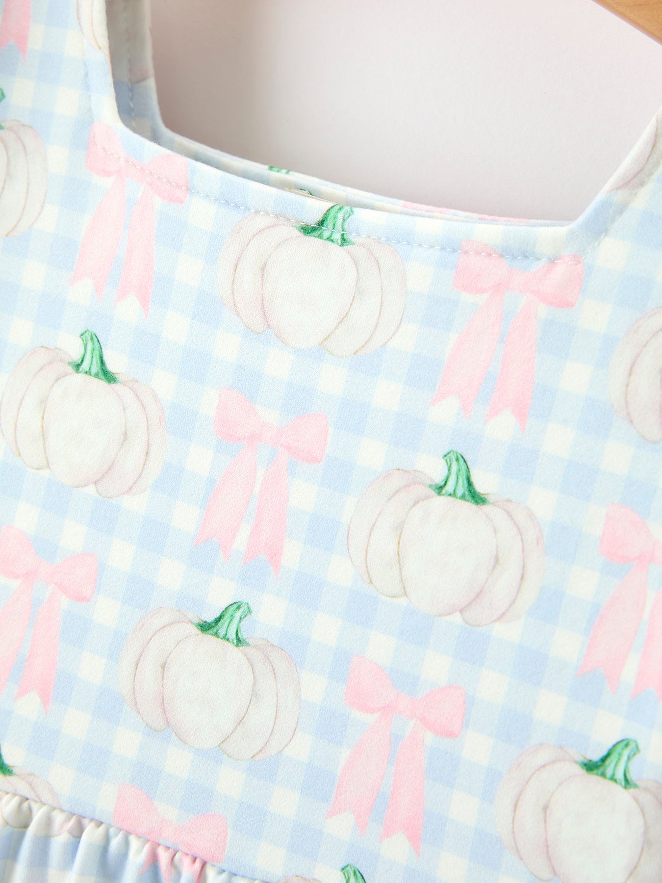 Fall Pastel Pumpkin Bow Plaid Girls Ruffle Hem Dress Rylee Faith Designs
