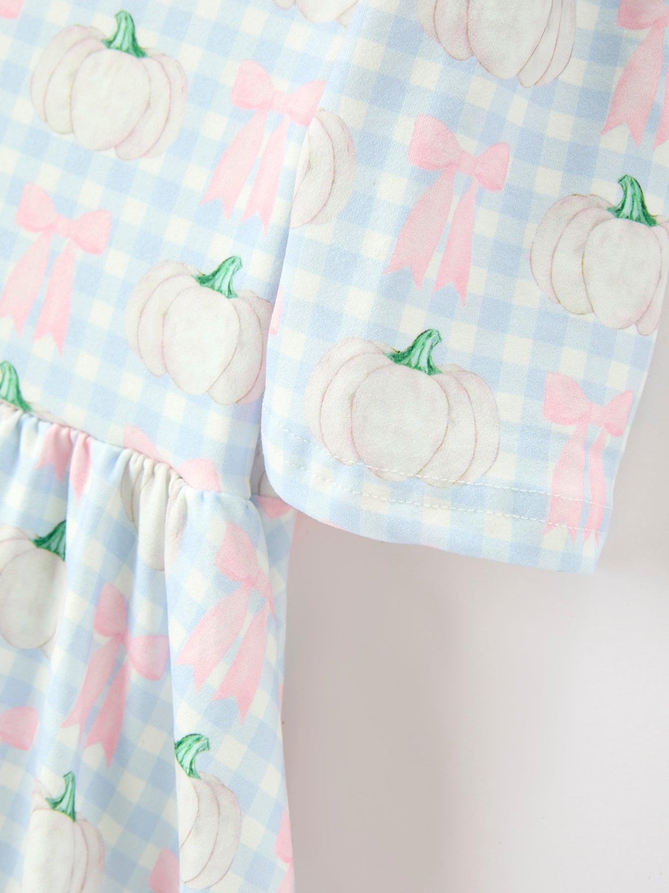 Fall Pastel Pumpkin Bow Plaid Girls Ruffle Hem Dress Rylee Faith Designs